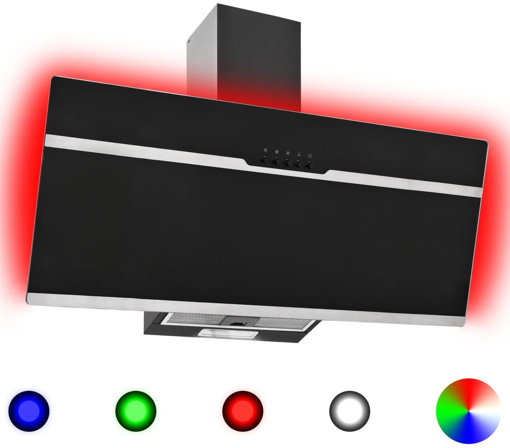 Meedo Nástěnná digestoř RGB LED 90 cm nerezová ocel a tvrzené sklo recenze