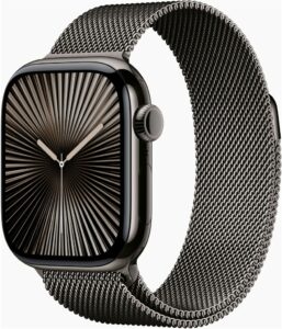 Fotografie Apple Watch Series 10 42mm Cellular břidlicově šedý titan s břidlicově šedým milánským tahem MX053QC/A  recenzía