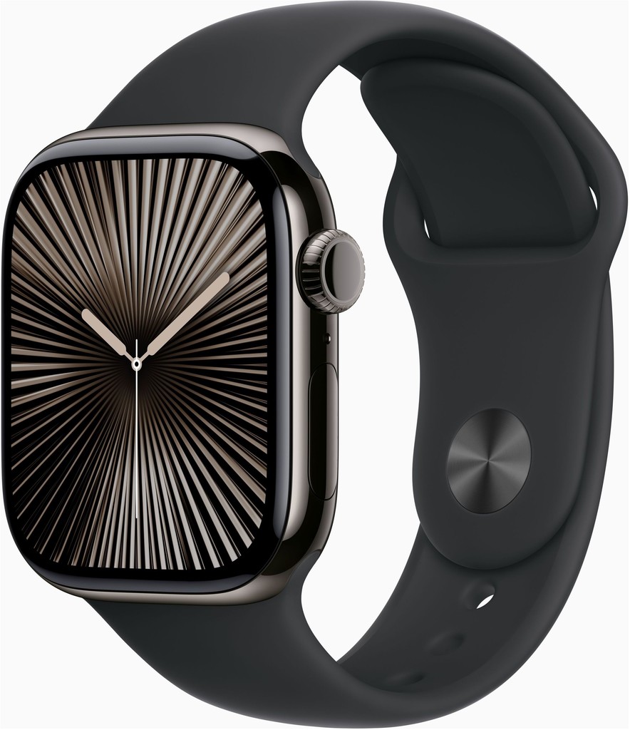 Obrázok Apple Watch Series 10 42mm Cellular břidlicově šedý titan s černým sportovním řemínkem M/L MWXH3QC/A hodnotenie
