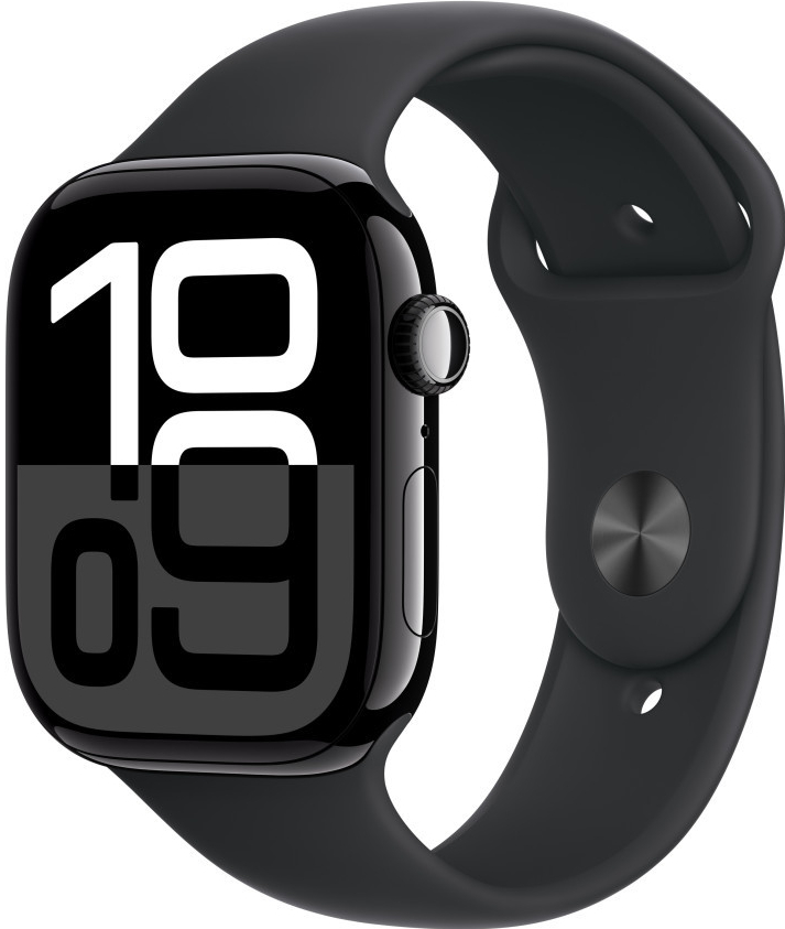 Obrázok Apple Watch Series 10 42mm Cellular klavírně černý hliník s černým sportovním řemínkem M/L MWX73QC/A hodnotenie
