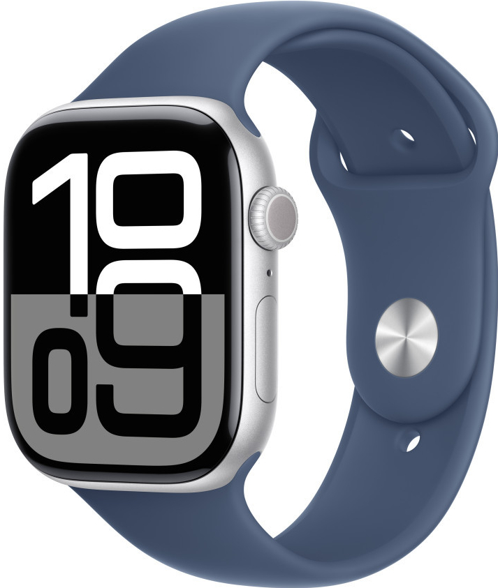 Apple Watch Series 10 42mm stříbrný hliník s denimovým sportovním řemínkem M/L MWWC3QC/A recenze