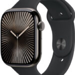 Apple Watch Series 10 46mm Cellular břidlicově šedý titan s černým sportovním řemínkem M/L MWYE3QC/A recenze