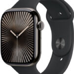 Apple Watch Series 10 46mm Cellular břidlicově šedý titan s černým sportovním řemínkem S/M MWYD3QC/A recenze