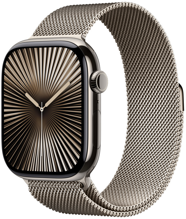 Apple Watch Series 10 46mm Cellular přírodní titan s přírodním milánským tahem S/M MC7Q4QC/A recenze