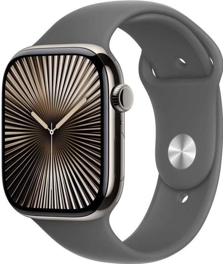 Apple Watch Series 10 46mm Cellular přírodní titan se skálově šedým sportovním řemínkem S/M MWY93QC/A recenze
