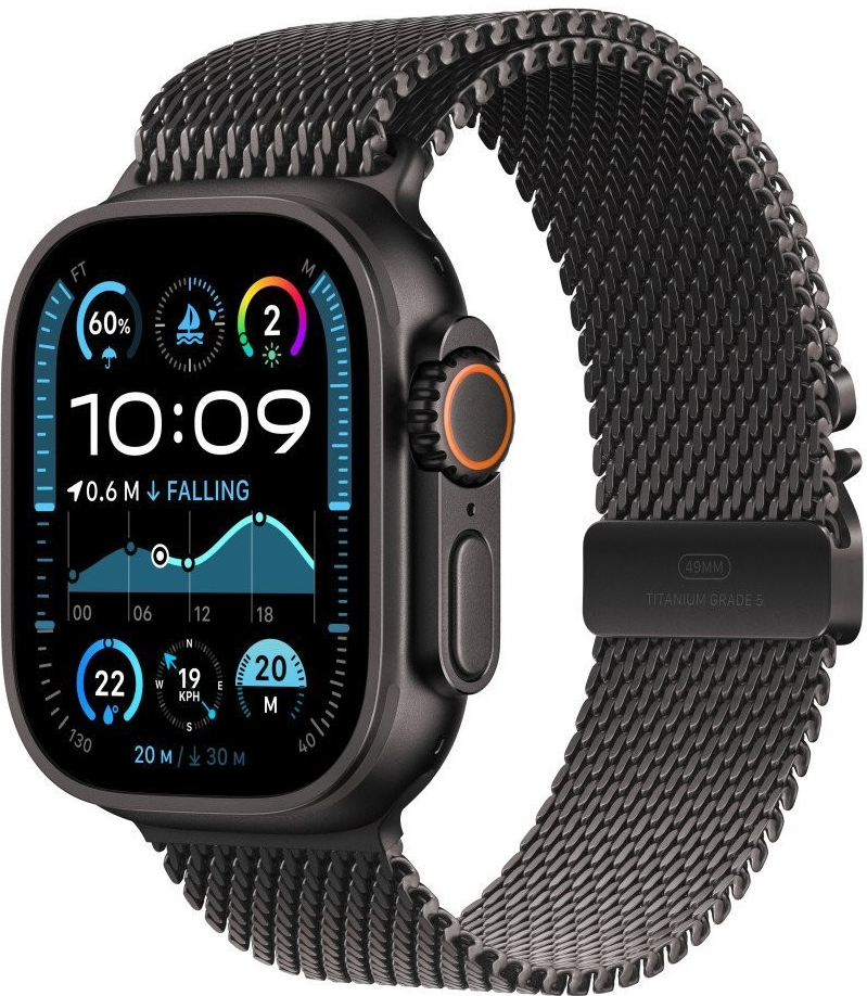 Apple Watch Ultra 2 49mm černý titan s černým titanovým milánským tahem M MX5U3CS/A recenze