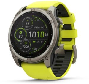 Fotografie Garmin Fenix 8 51mm Sapphire Solar Titanium Bright Yellow/Graphite 010-02907-21  recenzía
