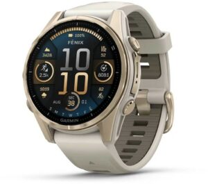 Fotografie Garmin Fenix 8 AMOLED 43mm Sapphire Gold/Grey 010-02903-11  recenzía