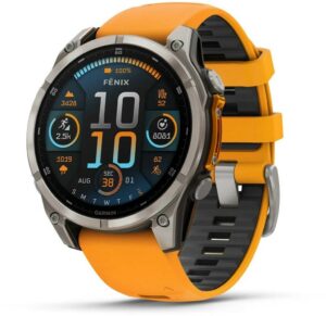 Fotografie Garmin Fenix 8 AMOLED 47mm Sapphire Titanium Graphite/Orange 010-02904-11  recenzía