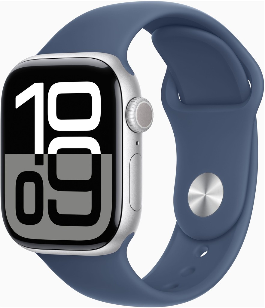 Apple Watch Series 10 42mm Cellular stříbrný hliník s denimovým sportovním řemínkem M/L MWX43QC/A recenze