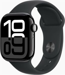 Fotografie Apple Watch Series 10 42mm klavírně černý hliník s černým sportovním řemínkem M/L MWWF3QC/A  recenzía