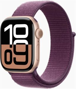Fotografie Apple Watch Series 10 46mm Cellular růžově zlatý hliník se švestkovým provlékacím řemínkem MWY83QC/A  recenzía