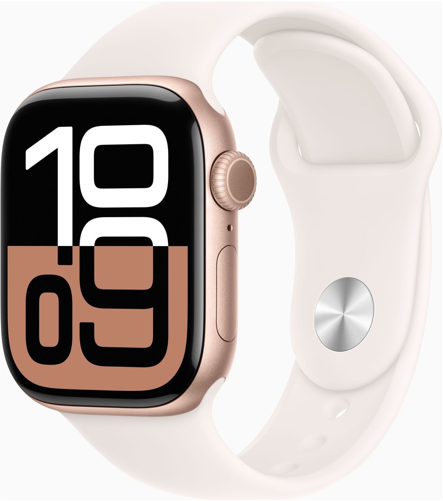 Apple Watch Series 10 46mm Cellular růžově zlatý hliník se světle ruměným sportovním řemínkem S/M MWY63QC/A recenze