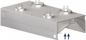 Fotografie STALGAST digestoř nástěnná skříňová, rekuperační – indukční 1300x1400x450 mm  recenzía