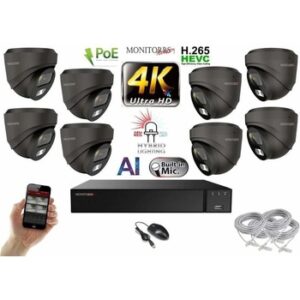 Fotografie Monitorrs Security AI Hybrid Light IP 8 kamerový set 8 Mpix GDome (6482K8) recenzía