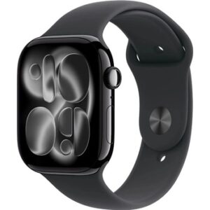 Fotografie Apple Watch Series 11 (46mm) Klavírně černý hliník s černým sportovním řemínkem M/L MEUX4MP/A  recenzía