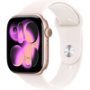 Fotografie Apple Watch Series 11 GPS 46mm Rose Gold Aluminium Case with Light Blush Sport Band M/L MEV74WF/A  recenzía
