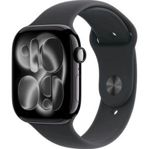 Fotografie Apple Watch Series 11 GPS 46mm Jet Black Aluminium Case with Black Sport Band M/L MEUX4WF/A  recenzía
