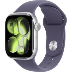 Fotografie Apple Watch Series 11 GPS + Cellular 42mm Silver Aluminium Case with Purple Fog Sport Band – S/M MF8H4WF/A  recenzía