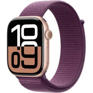 Fotografie Apple Watch Series 10 GPS 42mm Rose Gold Aluminium Case with Plum Sport Loop, MWWK3LW/A  recenzía