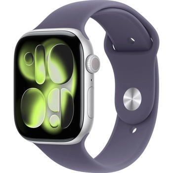Apple Watch Series 11 GPS + Cellular 46mm Silver Aluminium Case with Purple Fog Sport Band – S/M MFCP4WF/A recenze