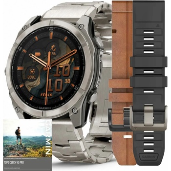 Obrázok Garmin Fēnix 8 – Premium Bundle, 51 mm, Amoled, Sapphire Glass, Titanium Graphite s koženým a silikonovým řemínkem 010-02905-40 SET hodnotenie
